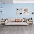 Table de chevet bohème en rotin naturel avec tiroir