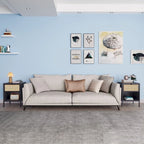 Table de chevet bohème en rotin naturel avec tiroir