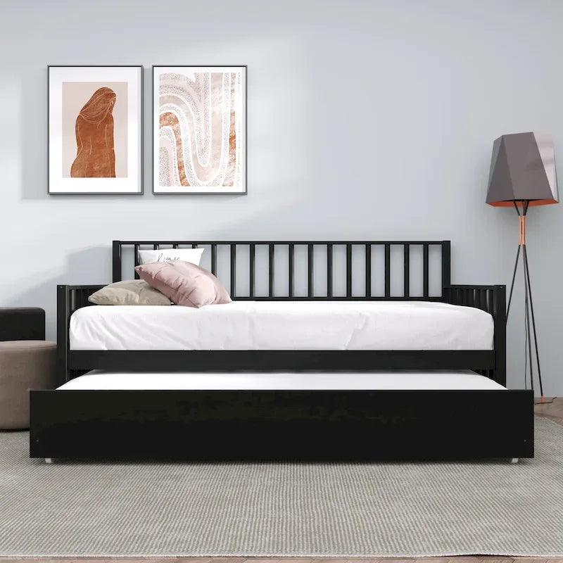 CraftPorch Classic Wooden Twin Size Daybed With Trundle