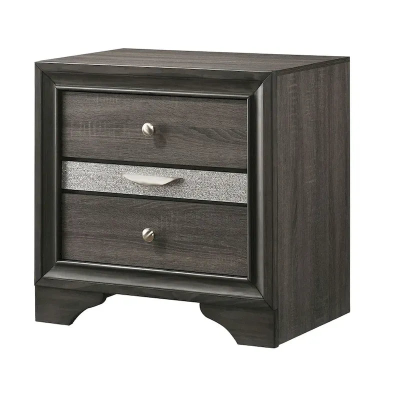 Chambre à coucher contemporaine avec plateforme de rangement en bois massif gris