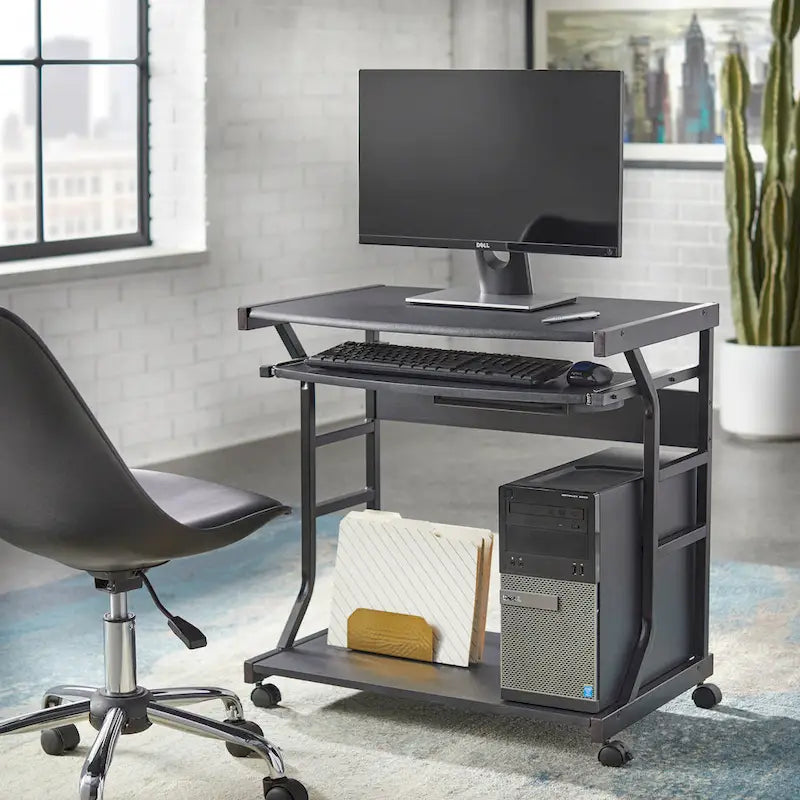Porch & Den Florica Rolling Computer Desk Cart