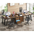 Grand bureau d'ordinateur avec meuble à tiroirs réversible