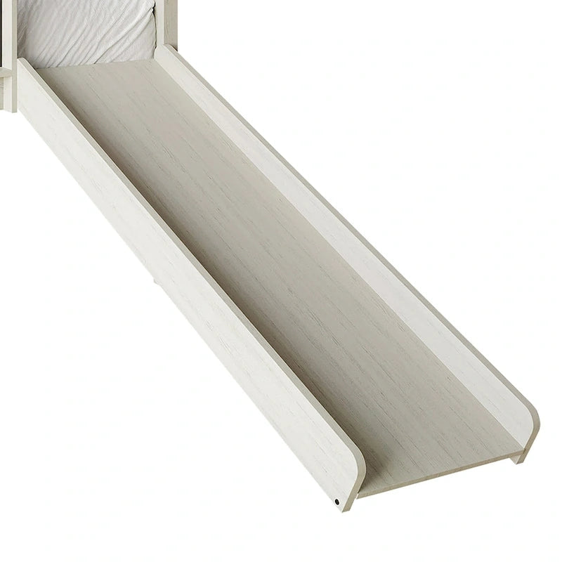 Lit mezzanine bas classique double avec tableau, toboggan et échelle