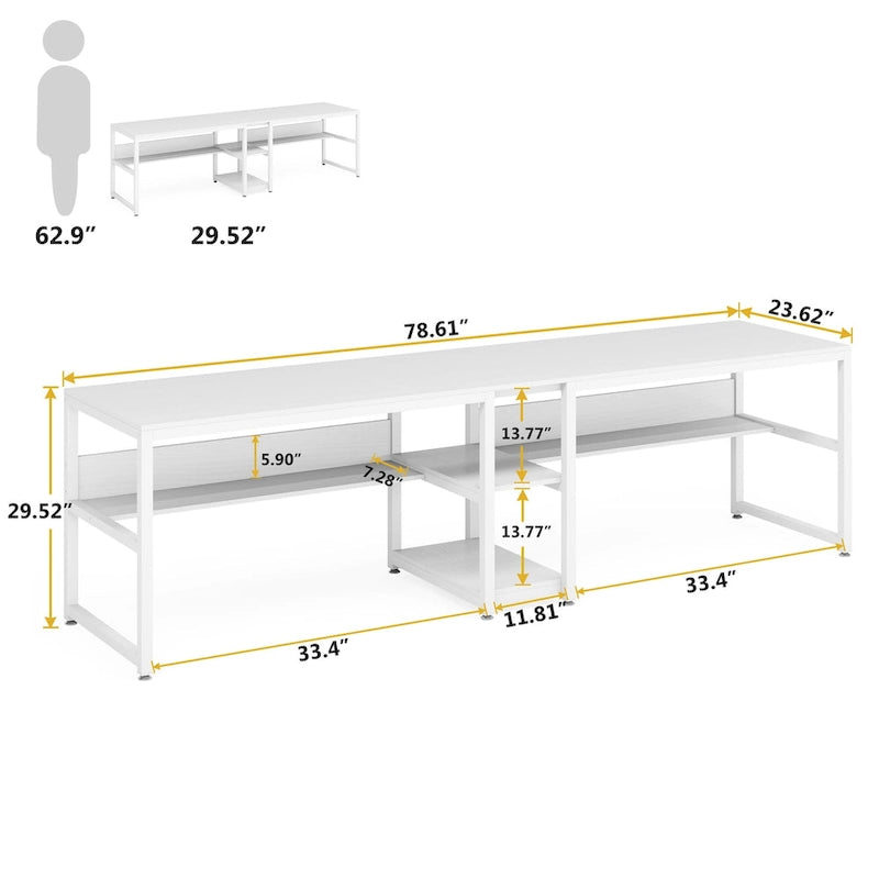 Bureau deux personnes avec étagère, Double bureau