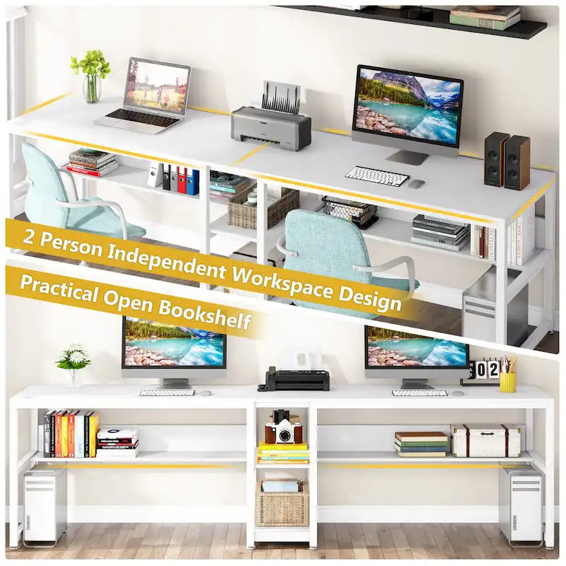 Bureau deux personnes avec étagère, Double bureau