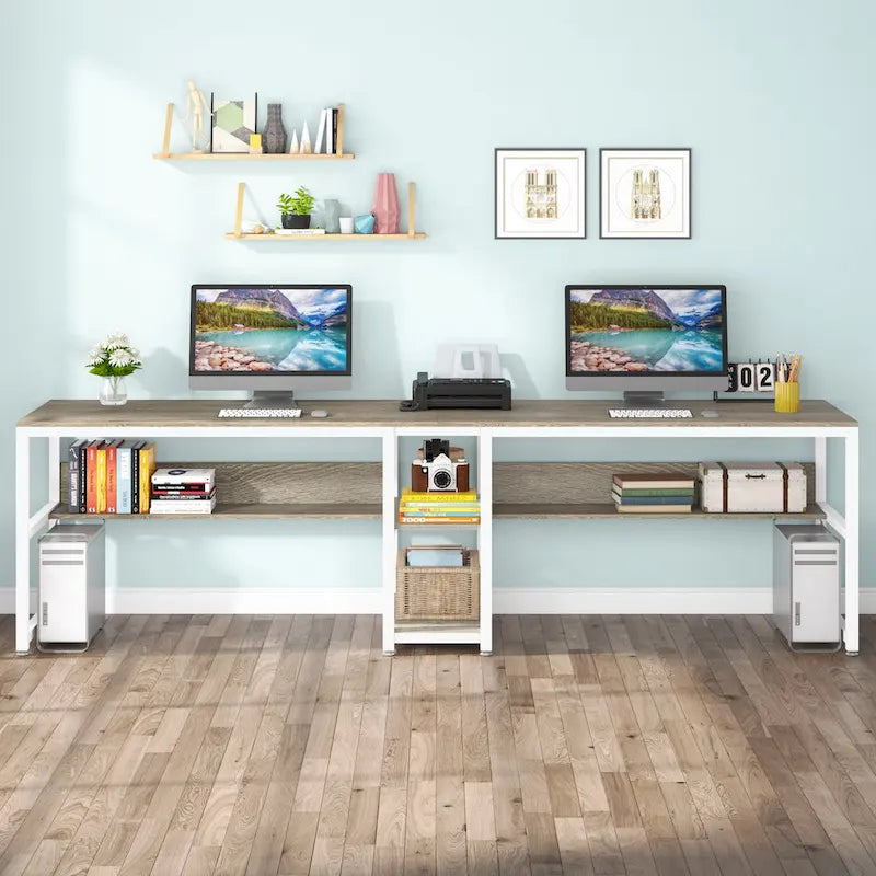 Bureau deux personnes avec étagère, Double bureau