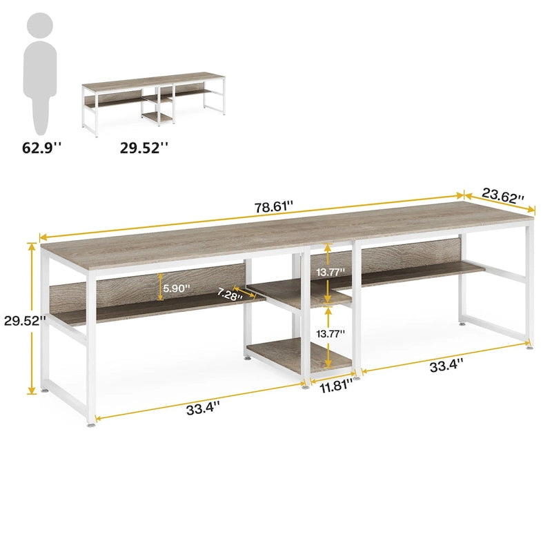 Bureau deux personnes avec étagère, Double bureau