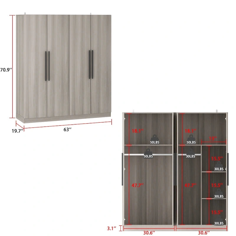 Grande Armoire de Rangement 4 Portes