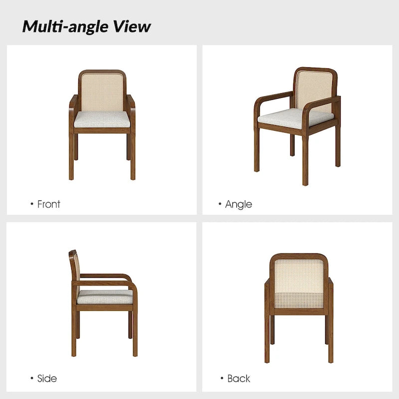 Chaises de salle à manger Antoine Modern Ratten avec coussin amovible, lot de 2, par HULALA HOME