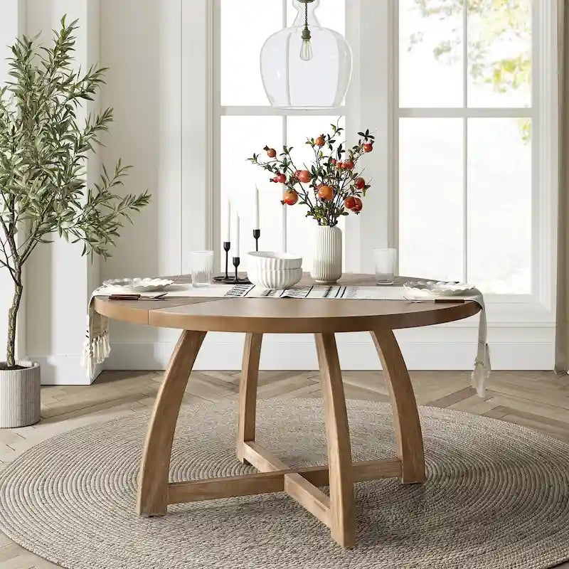 Table à manger ronde Bryan Mid-century Modern 54 en bois massif