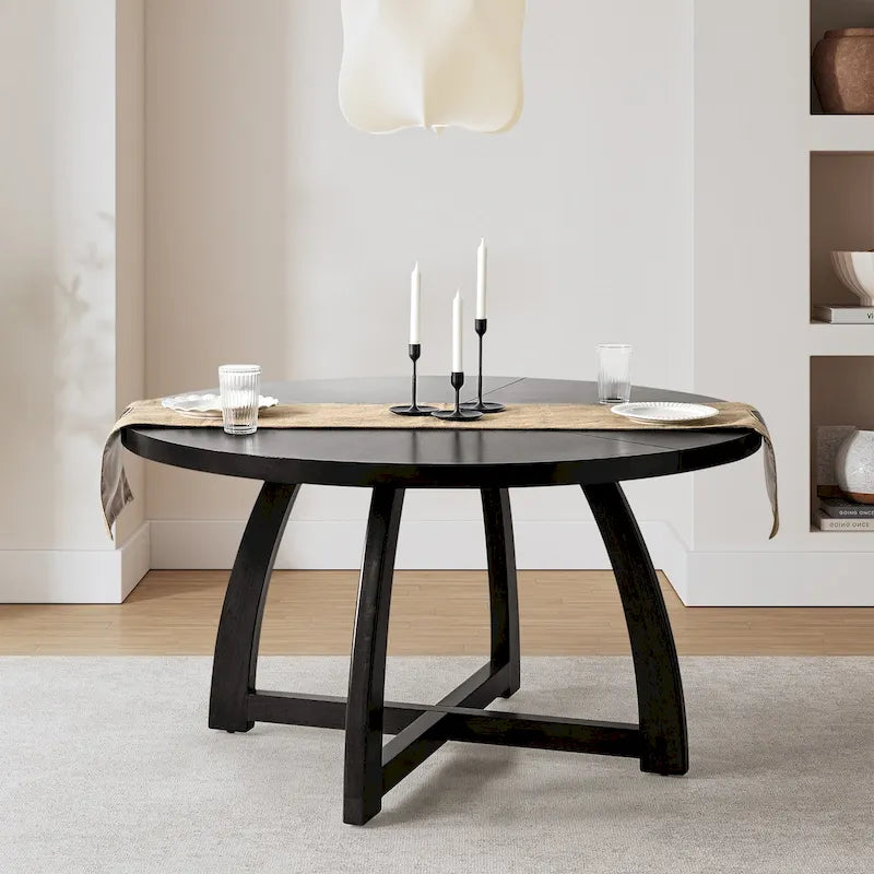 Table à manger ronde Bryan Mid-century Modern 54 en bois massif