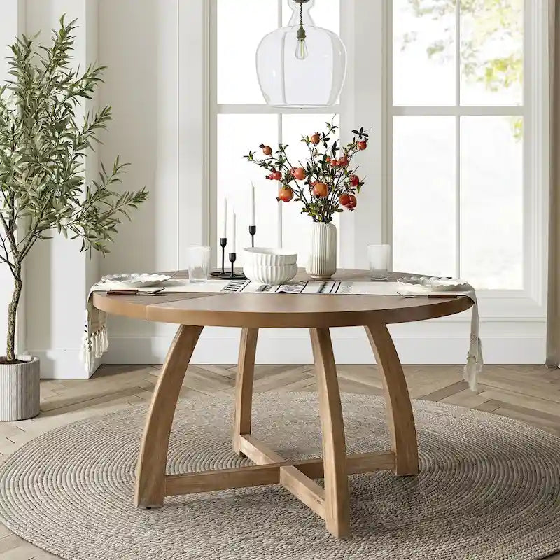 Bryan Mid-century Modern 54 Solid Wood Round Dining Table by HULALA HOME