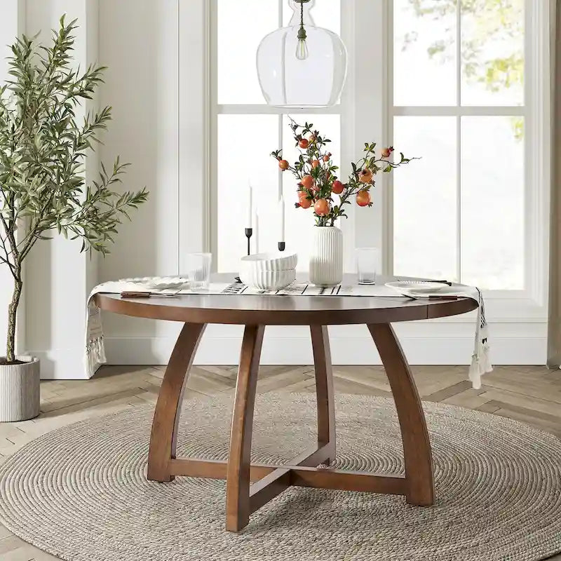 Table à manger ronde Bryan Mid-century Modern 54 en bois massif