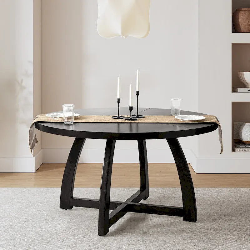 Table à manger ronde Bryan Mid-century Modern 54 en bois massif