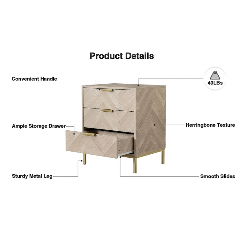 Table de chevet moderne 3 tiroirs aspect bois avec rangement pour chambre et salon