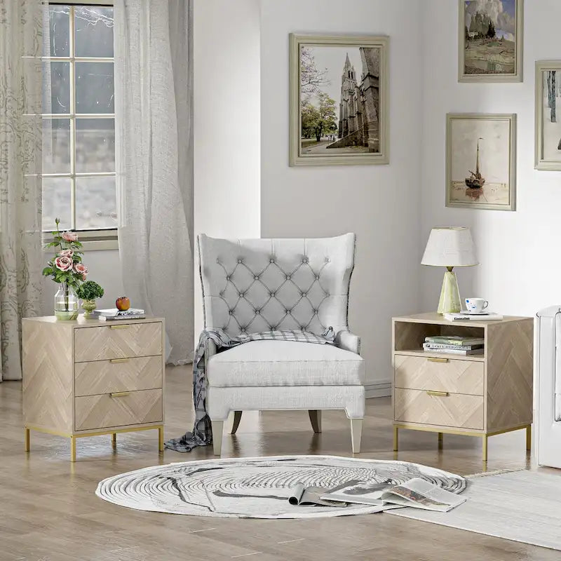 Table de chevet moderne 3 tiroirs aspect bois avec rangement pour chambre et salon