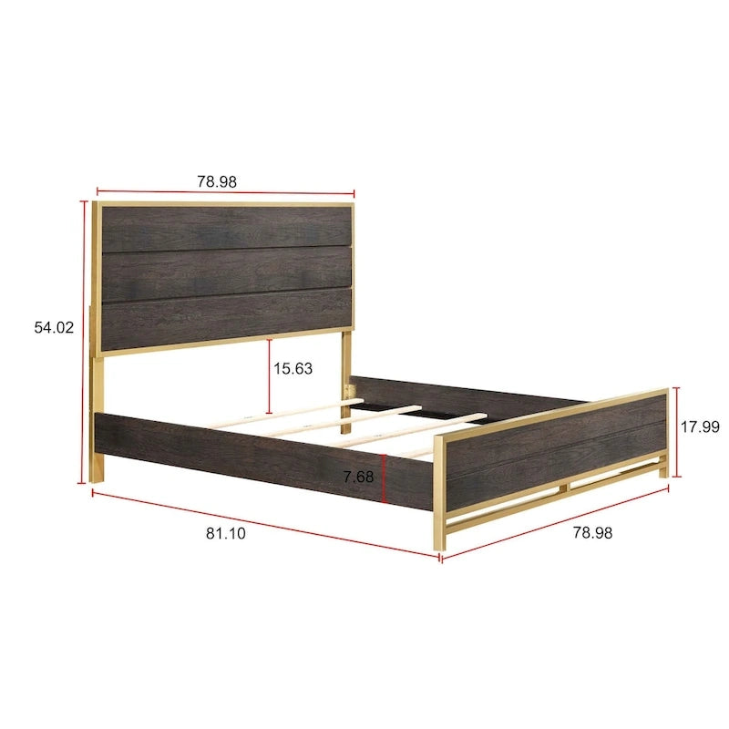 Chambre à coucher 4 pièces en panneaux rustiques brun foncé