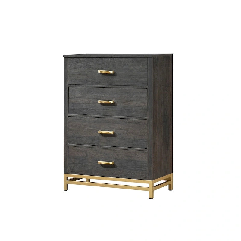 Chambre à coucher 4 pièces en panneaux rustiques brun foncé