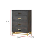 Chambre à coucher 4 pièces en panneaux rustiques brun foncé