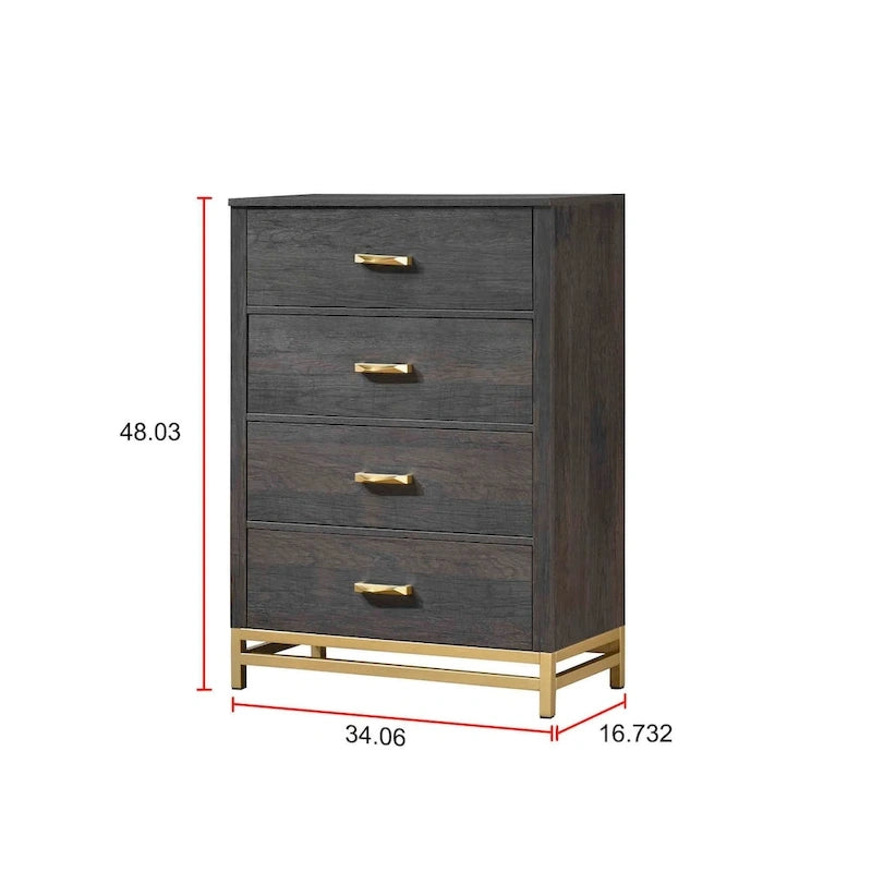 Chambre à coucher 4 pièces en panneaux rustiques brun foncé