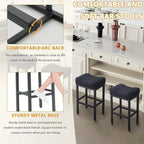 XINMICS Bar Stools, 27 Inches Modern Counter Height Bar Stools, Metal Legs Backless Upholstered Saddle Stool Chair