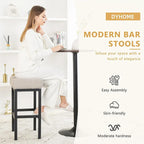 Tabourets de bar modernes de 68,5 cm de hauteur de comptoir, pieds en métal, sans dossier, rembourrés, forme selle