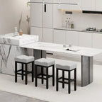 Tabourets de bar modernes de 68,5 cm de hauteur de comptoir, pieds en métal, sans dossier, rembourrés, forme selle