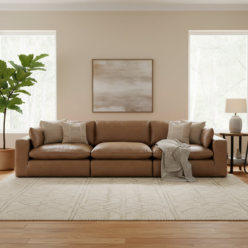 Canapé 3 places Emilia Caramel - 143L x 43P x 36H