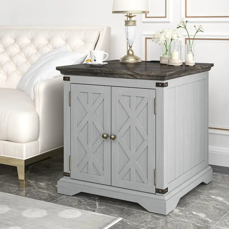 Table d'appoint de ferme avec station de recharge - 63,5 cm de hauteur