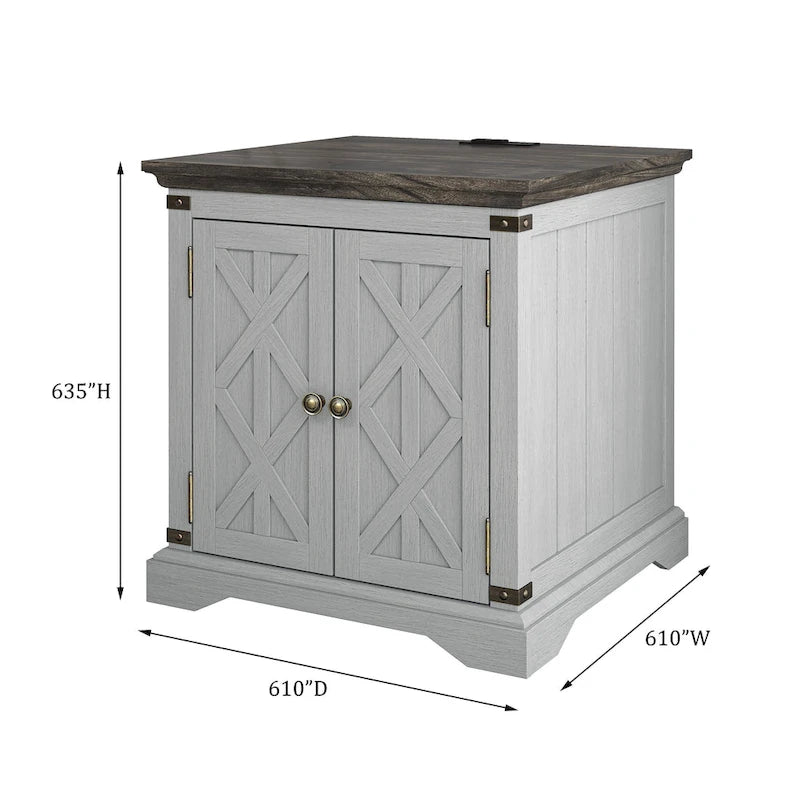 Table d'appoint de ferme avec station de recharge - 63,5 cm de hauteur