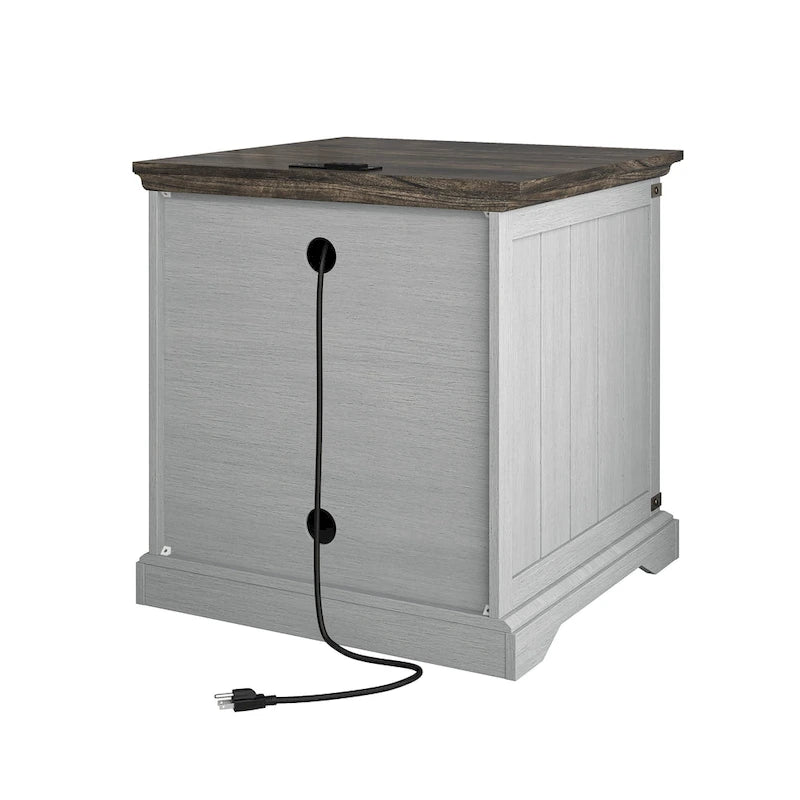 Table d'appoint de ferme avec station de recharge - 63,5 cm de hauteur