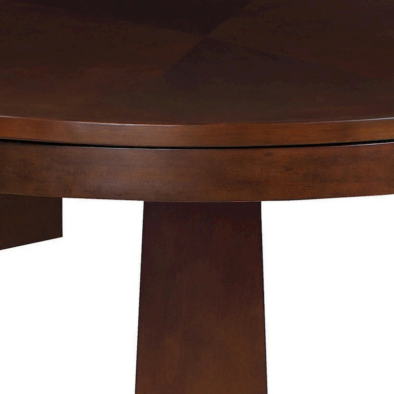 Table de salle à manger de jeu de poker ronde de 48 pouces avec porte-gobelets, plateaux à jetons, marron