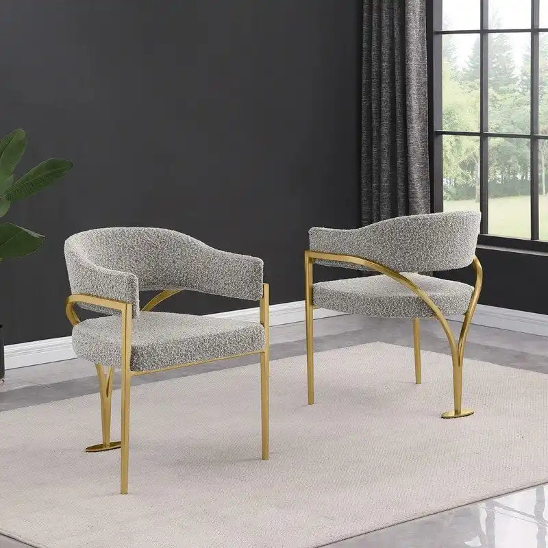 Best Quality Furniture Matte Brushed Gold Chrome Dining Chairs (Set of 2) - N/A