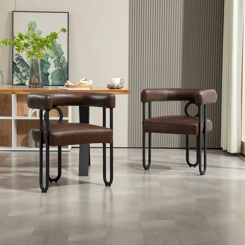 Chaises de salle à manger modernes rembourrées en tissu chenille pour le salon