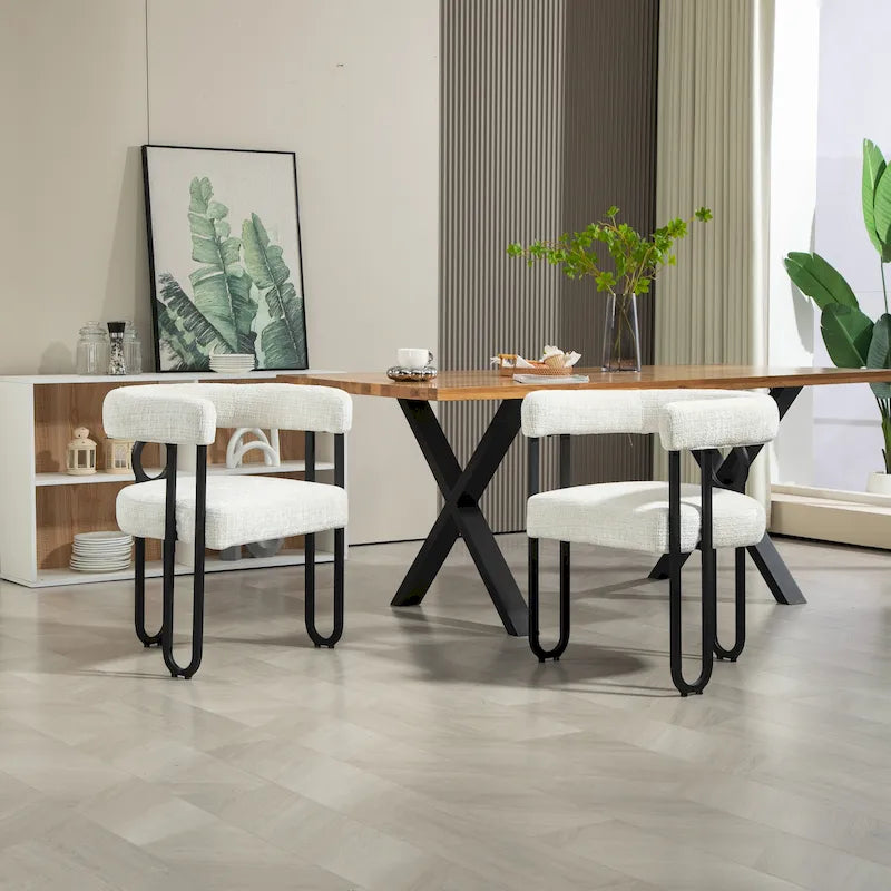 Chaises de salle à manger modernes rembourrées en tissu chenille pour le salon