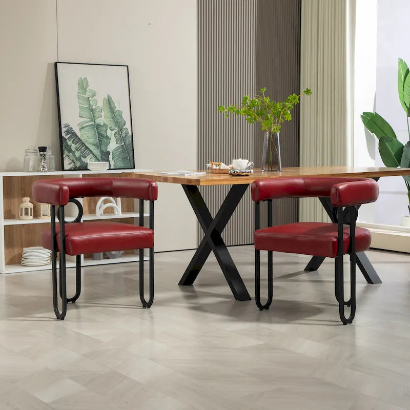 Chaises de salle à manger modernes rembourrées en tissu chenille pour le salon