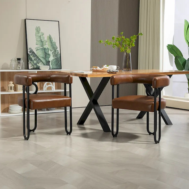 Chaises de salle à manger modernes rembourrées en tissu chenille pour le salon