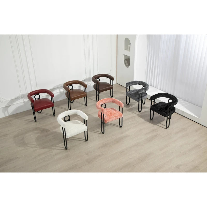 Modern Chenille Fabric Upholstered Acccent Dining Chairs for Living Room (set of 2)