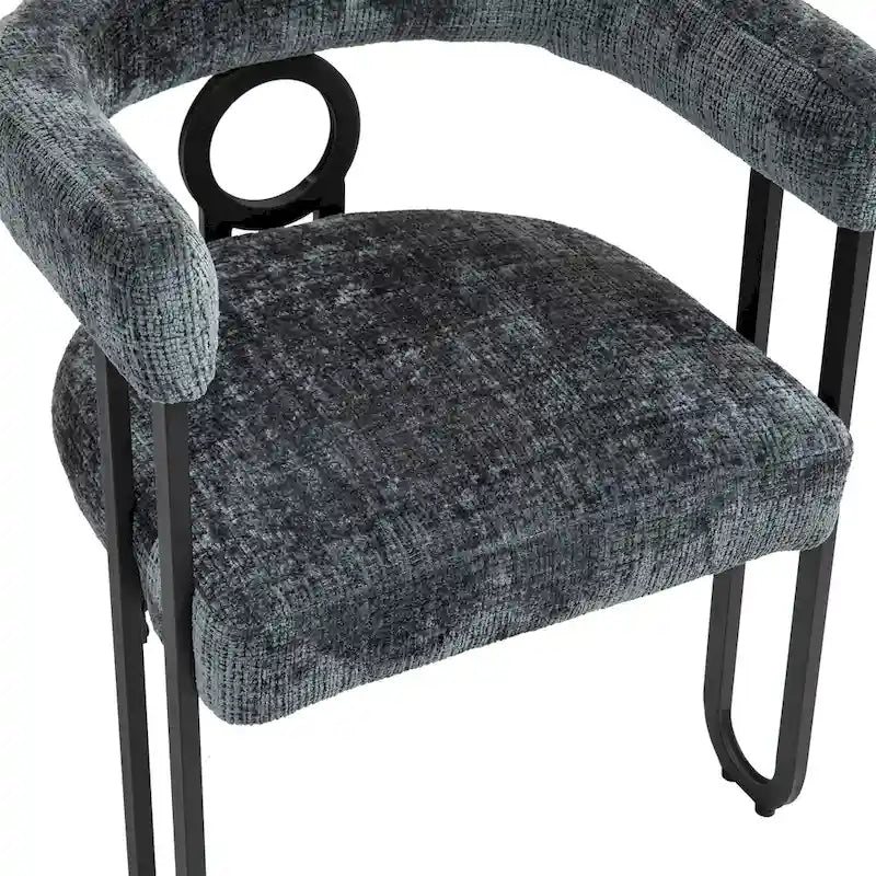 Chaises de salle à manger modernes rembourrées en tissu chenille pour le salon